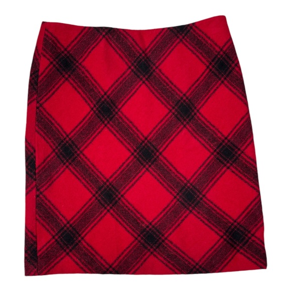 Talbots Women’s 6 Twill A-Line Red “Country Plaid” Lined Wool Blend Skirt - Picture 4 of 12